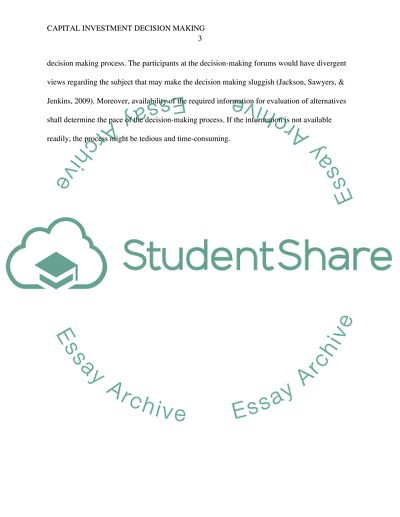 Capital Investment Decision Making