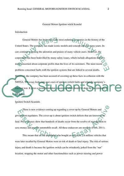 General Motors Ignition Switch Scandal