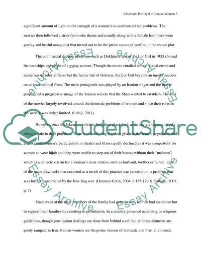 Cinematic Portrayal of Iranian Women