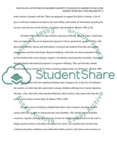 How have attitudes in modern society changed in order to include people with Sen and disability