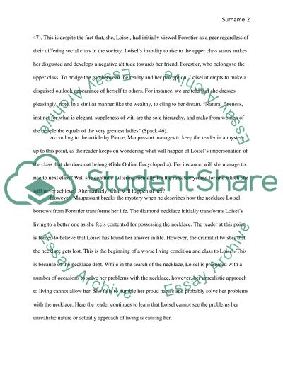 The Cause of Mathilde Loisel Downfall in the story The Necklace