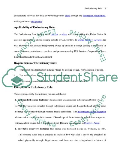 Applicability of Exclusionary Rule