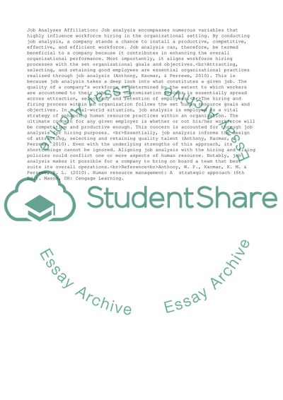 Human Resource Management: Job Analysis