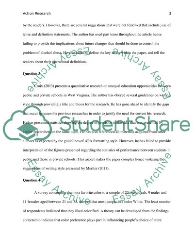 Answer questions action reaserch