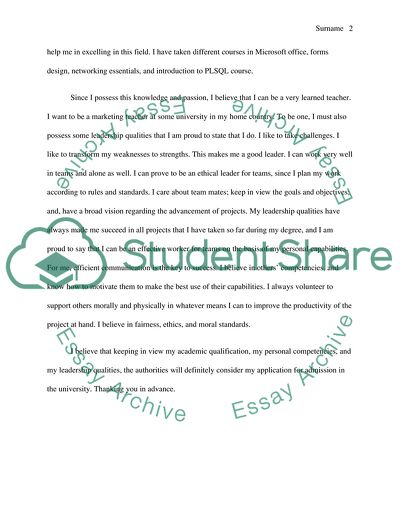 Personal Evaluation for a Degree in Marketing