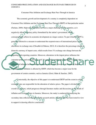 Consumer Price Inflation and Exchange Rate Pass-Through in Jamaica