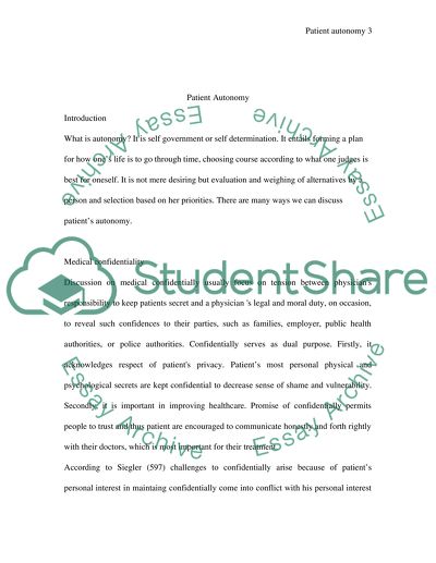 The Role of Patient Autonomy