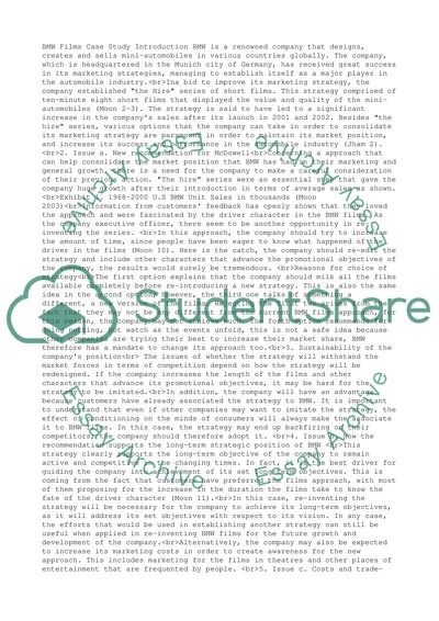 Analysis of BMW Films Case