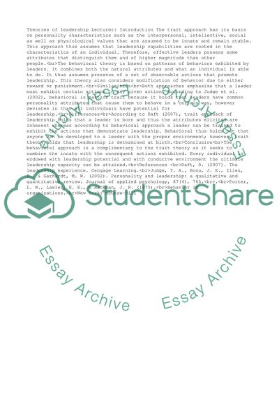 Theories of Leadership