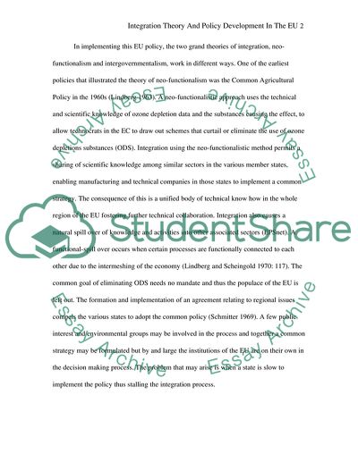 Integration Theory and Policy Development in the EU