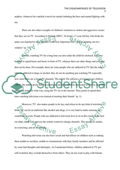 The Disadvantages of Television on Children