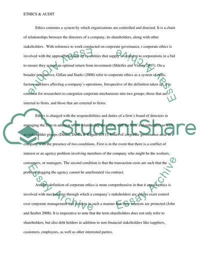 Influence of Ethics on Audit