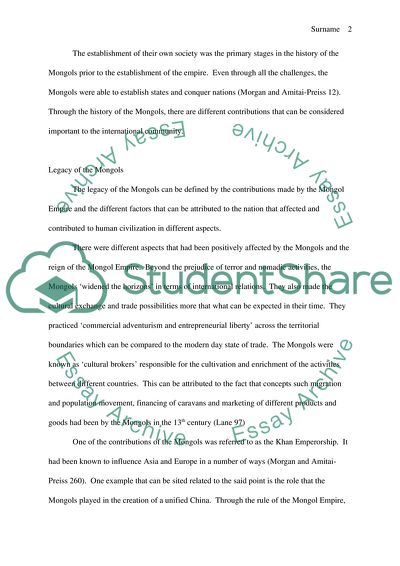 The Legacy of the Mongols