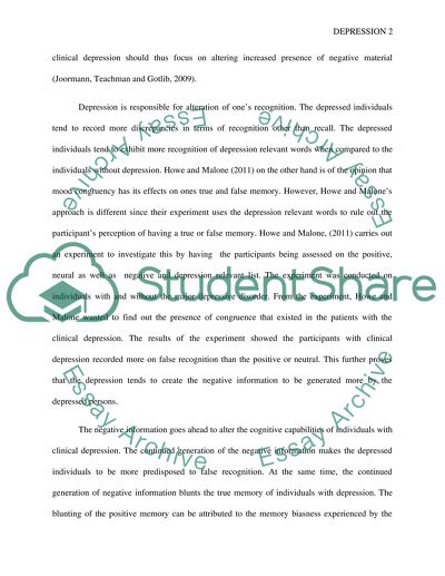 Depression Is Associated with the Alteration of a Recall Ability