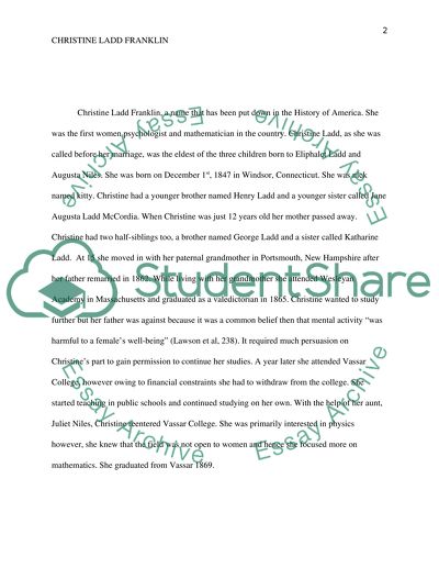 Biography of Christine Ladd Franklin