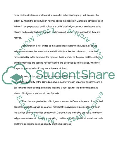 The Fight Against Discrimination and Violence Against the Indigenous Women in Canada