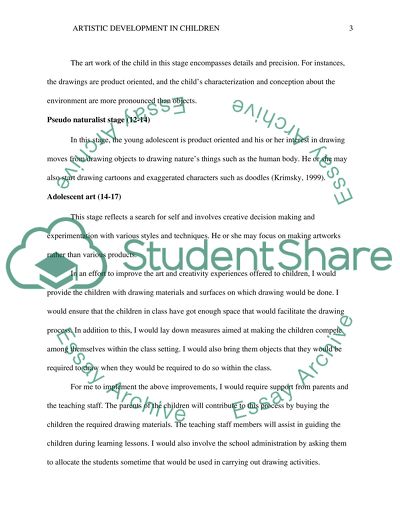 Stages of Art development for children ages 2 thru 8