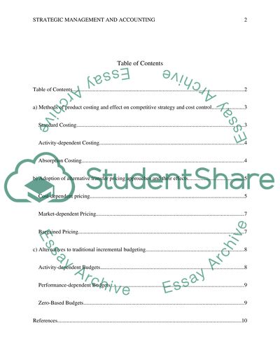 Strategic Management and Accounting Case of C Ltd
