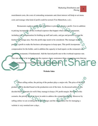 Marketing Distribution and Pricing