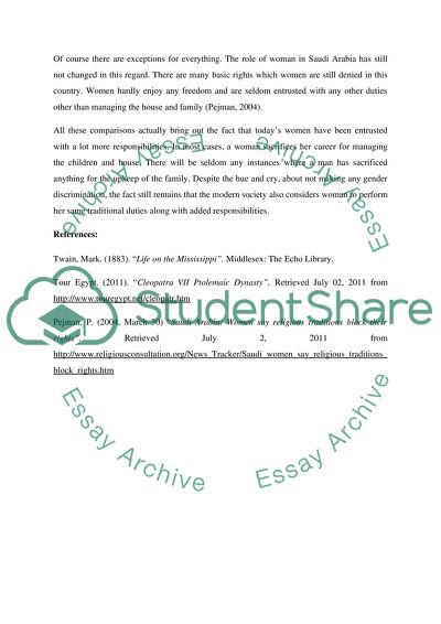 THE ROLE OF WOMEN IN TODAY SOCIETY VERSUS THEIR TRADITIONAL ROLE