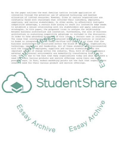 Relationship between Business Architecture and Innovation