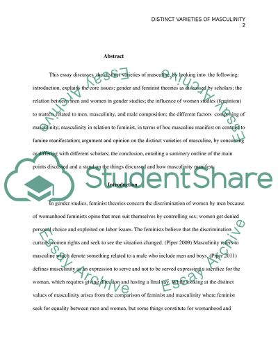 District Varieties of Masculinity