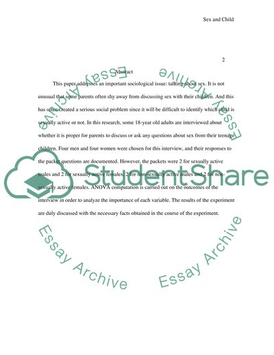 Talking to Your Sexually Active/Non-Sexually Active Child about Sex