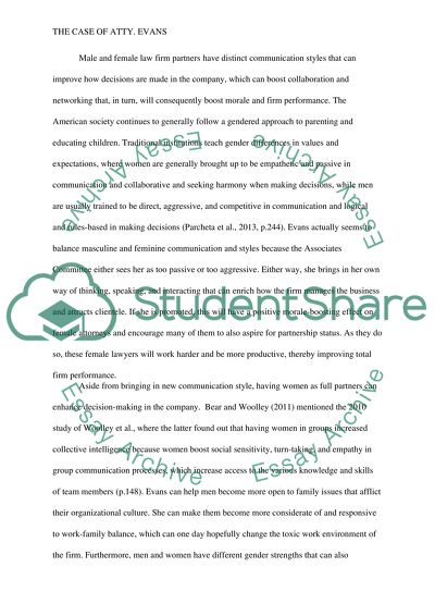 The Case of Atty Evans: Men and Women at the Workplace