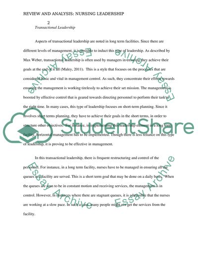 Extensive Review and Analysis of Nursing Leadership