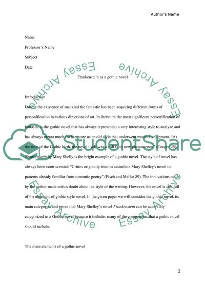 Frankenstein as a Gothic Novel