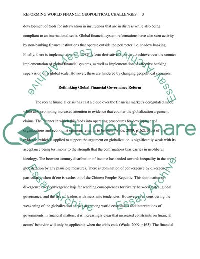 Reforming World Finance: Geopolitical Challenges