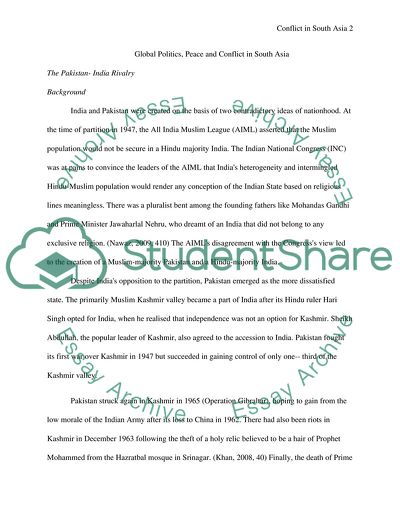 Global Politics, Peace and Conflict in South Asia