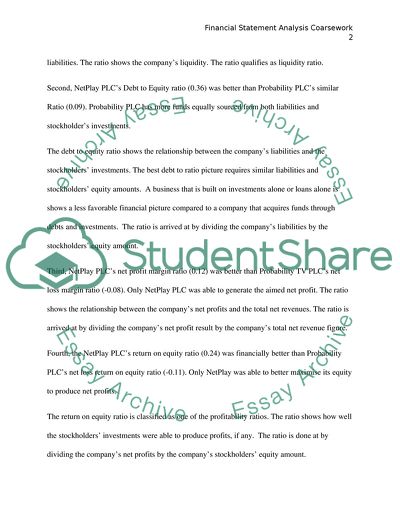 Probability Plc and Netplay Tv Plc - Financial Statement Analysis
