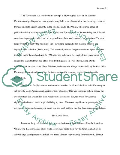 Boston Tea Party and the Indemnity Act of 1767