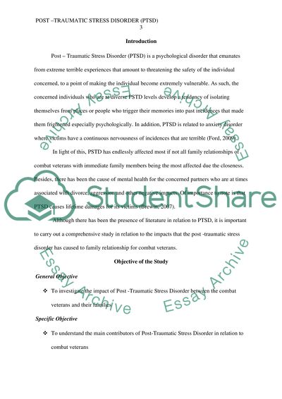 Impacts of Post-Traumatic Stress Disorder (PTSD) on Combat Veterans Family Relationships