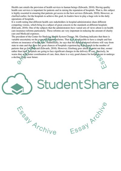 Competing Vision of Health Care Administration among Stakeholders