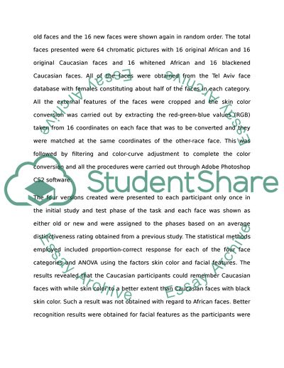 The Recognition of the Faces