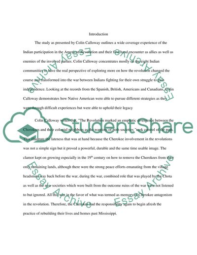 Response Paper (The American Revoltion in Indian Country