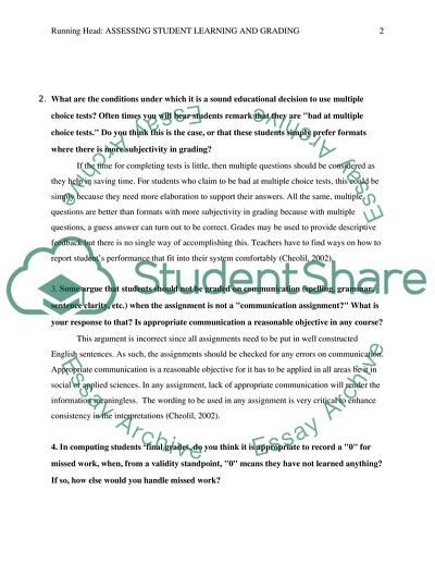 Assessing Student Learning and Grading