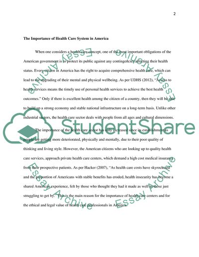 The Importance of Health Care System in America