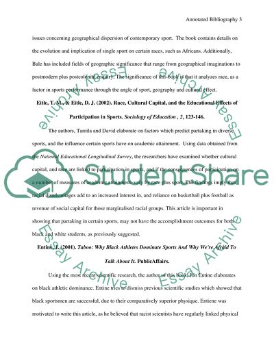 Race as a factor in Sports Performance