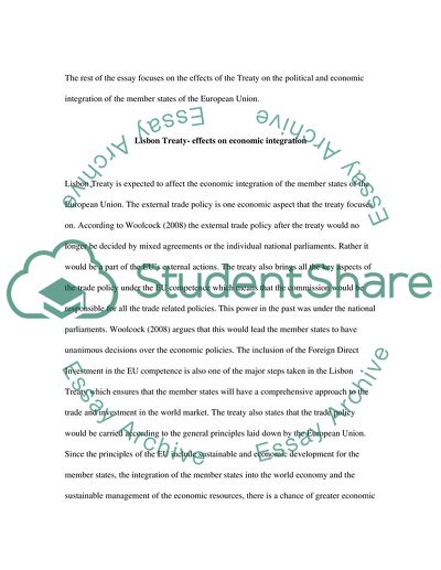 European Political Economy and Features of Lisbon Treaty