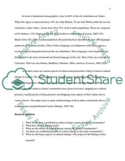 The Path of Evolution of the London Culture