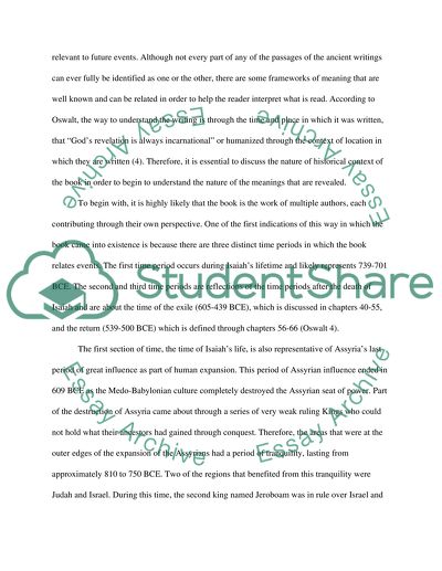 Prophesy, History and Context as Explored through the Period of Isaiahs Prophecies