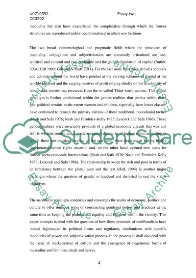 Analysis of Neoliberalism and Its Implications on Gender