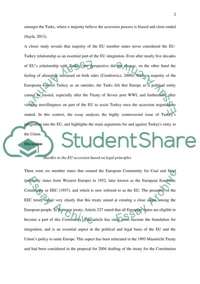 The Main Arguments for and against Turkeys entry to the EU