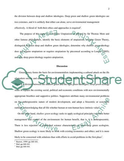 Why, if At All, Does Green Theory Need Utopianism