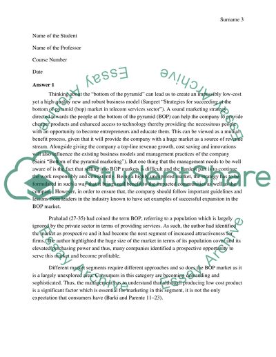 Marketing to the Bottom of the pyramid