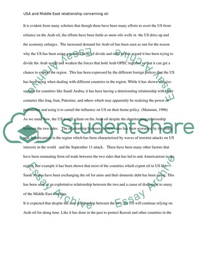 USA and Middle East Relationship Concerning Oil