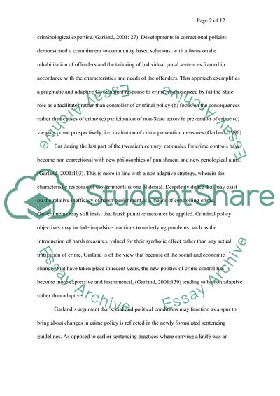 How Far Garlands Theories Can Be Applied in the Contemporary Criminal Context